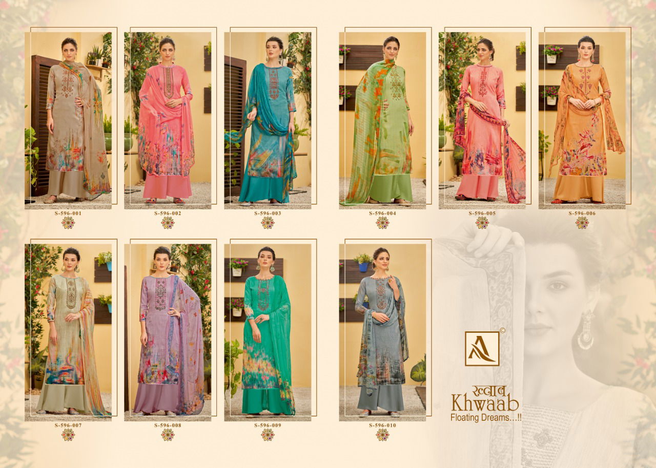 Alok Khwaab 2 Latest Fancy Designer Casual Regular Wear Pure Jam Cotton Digital Printed Thread Embroidery And Swarovski Diamond Work Dress Material Collection
